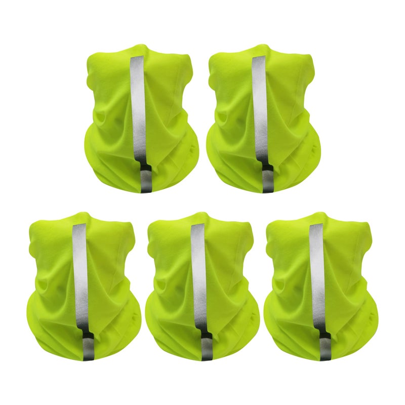 Bilymate 5Pcs Reflective Bandana Face Mask Neck Gaiter,Scarf Headbands Balaclava Headwear Tube Windproof Hi-Vis Seamless Face Cover for Cycling, Running & Outdoor Safety (Green) - Image 1